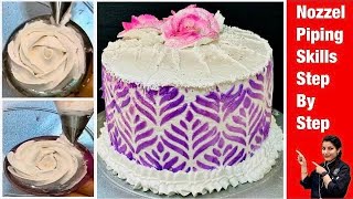 Cake Decorating Techniques Like a Pro | Nozzel Piping Skills | Whipped Cream Rose Flower|Shape Edges