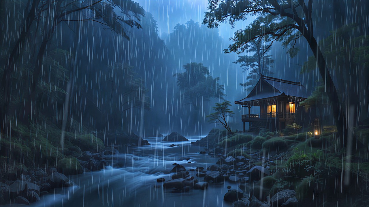 🌧️ Peaceful Cabin in the Woods | Rain and Stream Sounds to Beat Insomnia