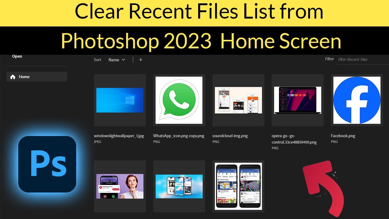 How to Clear Recent Files from Adobe Photoshop 2023 Home Screen?