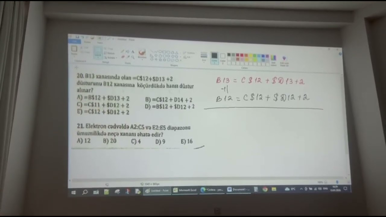 Yeni Codera. Excel testlərinin izahı.