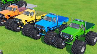 Transporting monster trucks Double Flatbed Trailer truck vs monster truck Game Farming Simulator 22 screenshot 5