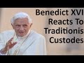 Benedict XVI Reacts To Traditionis Custodes