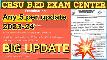 Crsu b.ed exam center and any five per updatecrsu latest news today