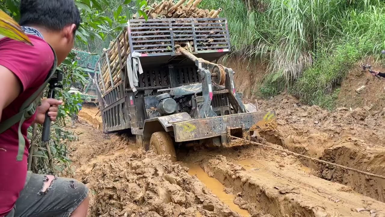 The timber-carrying monsters are very strong, but they still need a winch.