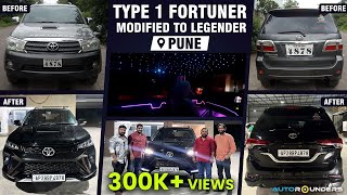 Type 1 Fortuner modified to Legender in Sporty Black and Tan theme interior | Hyderabad to Pune