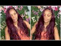 BEST PRE-COLORED BURGUNDY LACE WIG❤️| straight Wig Install with light layers & Curls| Unice Hair ❤️