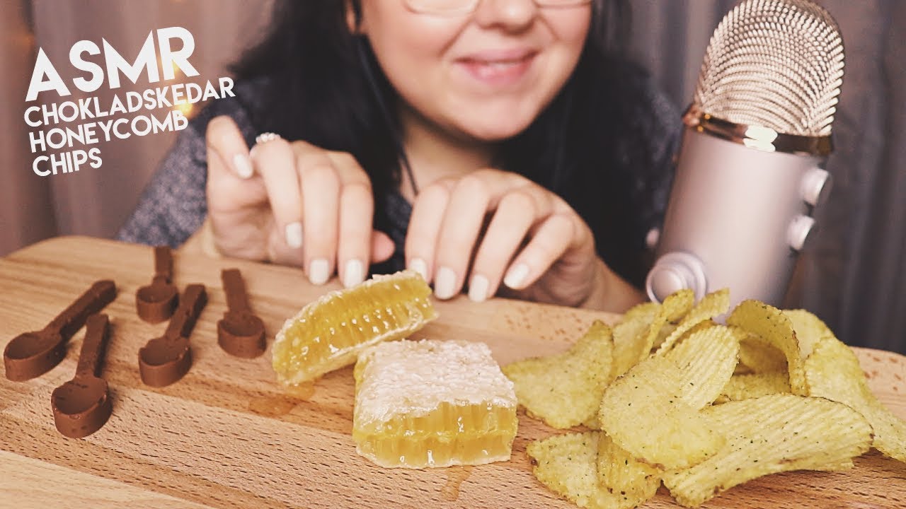 ASMR Äter Honeycomb, Chokladskedar & Chips (Saker ni önskat!)