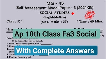 💯10th class social studies new pattern self assessment 3 model paper 2025|Ap 10th Fa3 social studies
