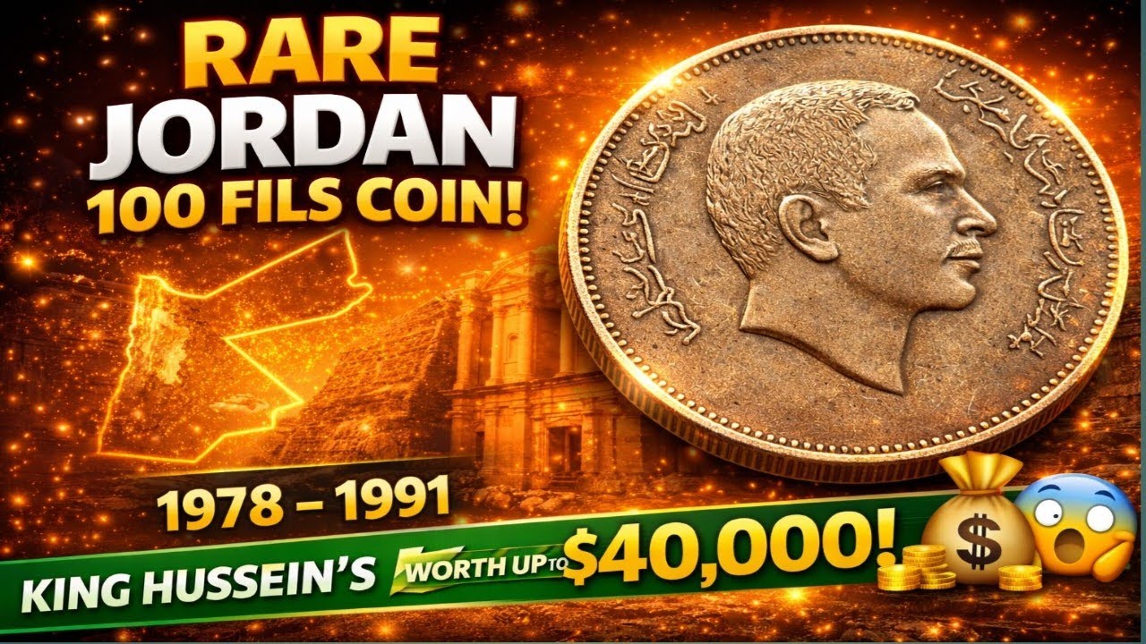 Rare Jordan 100 Fils Coin!From King Hussein bin Talal’s Era 1978–1991$40,000 USD! 