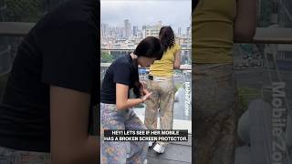 Poor girl's screen protector replaced in 20 seconds🥹 #mobile #shorts #tech