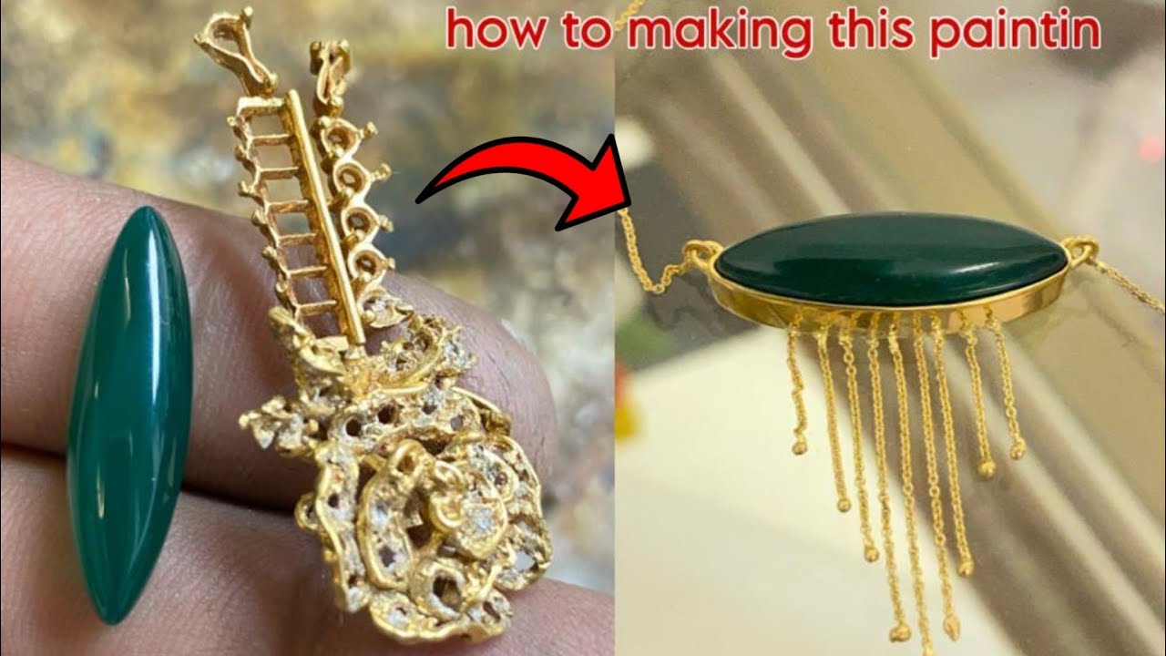 how to make a gold pendant with gold pendant necklace - YouTube