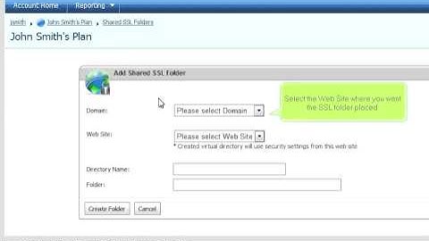 How to add a shared SSL folder in WebsitePanel