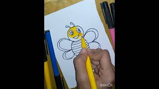 honey bee cartoon drawing with markers easily  #short