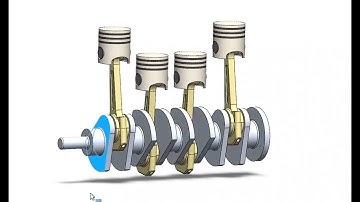 4-Cylinder Engine Mechanism | SolidWorks Motion Study & Assembly Animation