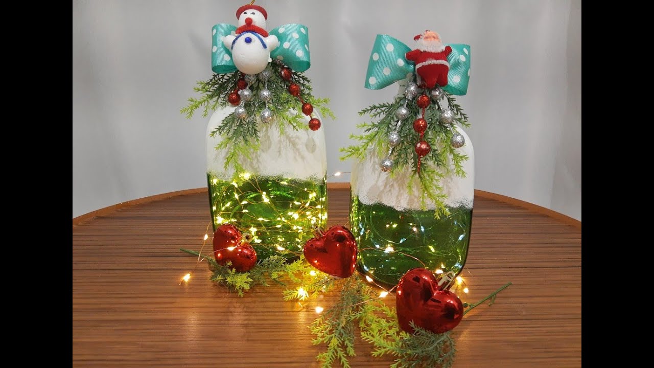 Do lixo ao luxo!! Olha como ficaram lindas essa garrafas verdes natalinas!! Faça vc também 😘.
