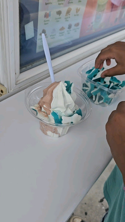 Gummy blue sharks and Lego candies as toppings #shortsvideo #ytshorts #icecream #toppings
