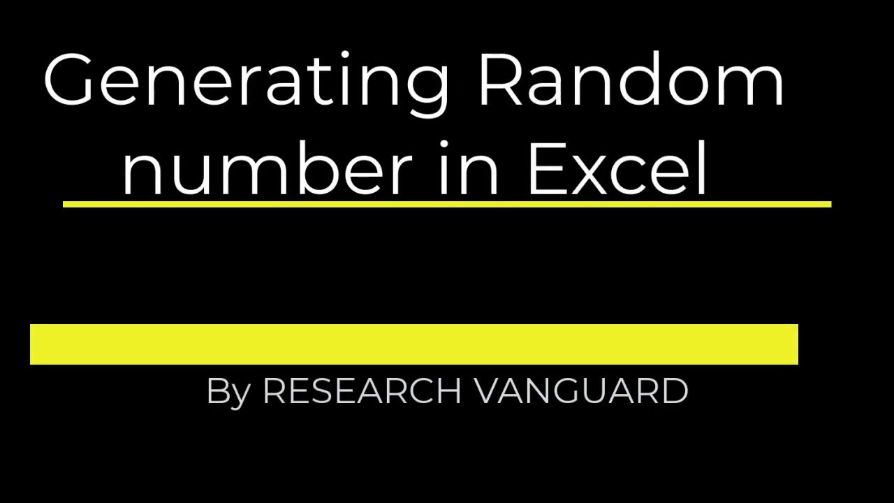 How to Generating Random Numbers in MS Excel - YouTube