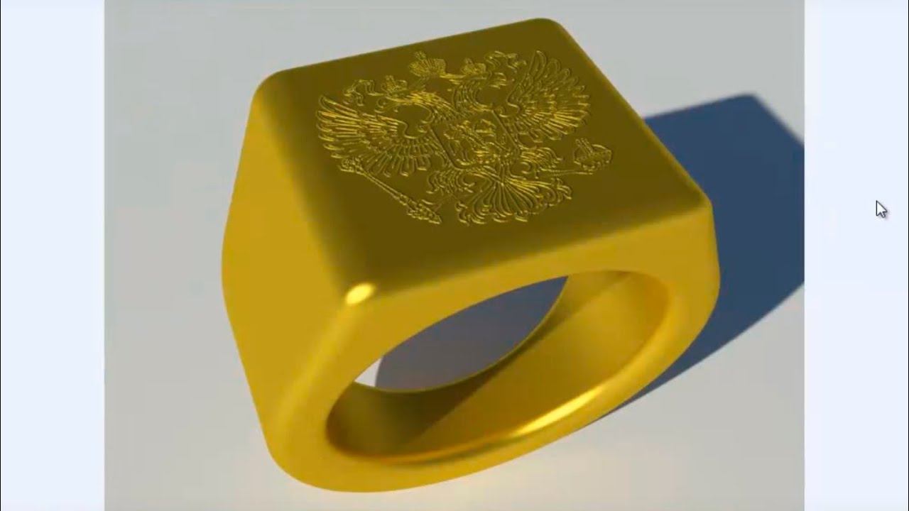 ⁣3d моделирование и визуализация в AutoCAD 2016 перстня с гравировкой герба России