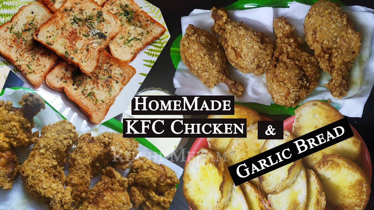 Home Made KFC Chicken and Garlic Bread Recipe in Malayalam Garlic