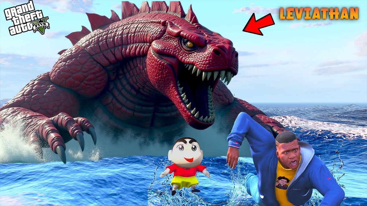 Shinchan and Franklin Escaping From Biggest LEVIATHAN MONSTER In GTA 5 | Paradox FTW