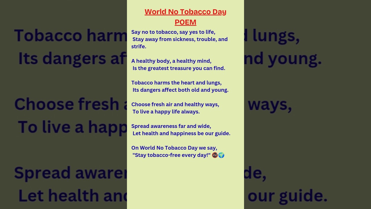 tobacco poem on the Use of (Classic Reprint): Charles S. Adams: 9780484784771 Books World No Tobacco Day Poem