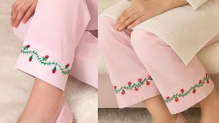 Elegant Hand Embroidery On Pouncha Beautiful Shalwar Border Design