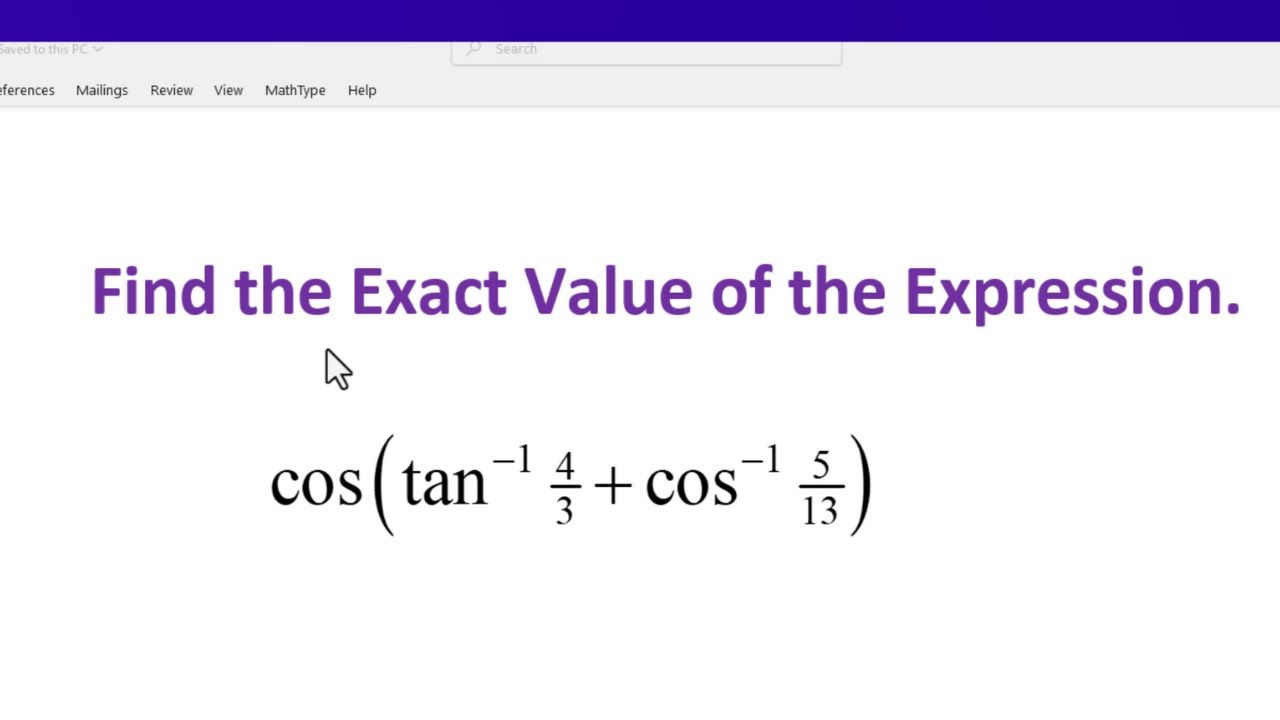 Find the Exact Value of the Given Trigonometric Expression