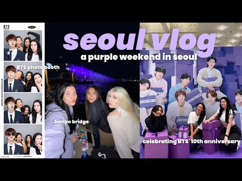 seoul vlog 💜 BTS' 10th anniversary photo booth, banpo bridge,  BTS collab events & more