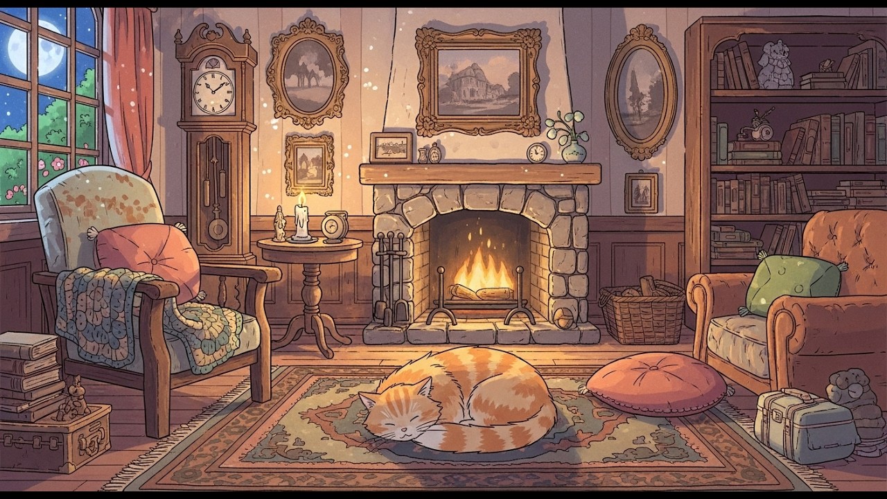 Peaceful Fireplace Rain Ambience 🔥 Cozy Lofi Beats for Focus & Rest