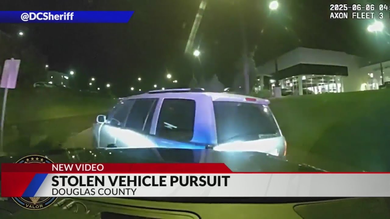 Stolen vehicle pursuit caught on camera in Douglas County - YouTube