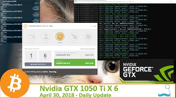 Nicehash Nvidia GTX 1050Ti, April 30, 2018 daily payout Update