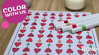 UColor Studio | Sweet red hearts pattern coloring page