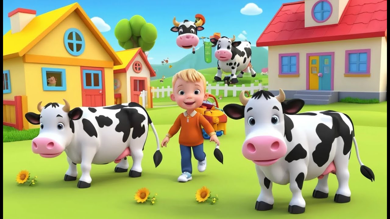 The Baby Cow Goes First Time School 🐮🏫 | 3D Animated Nursery Rhyme for Kids