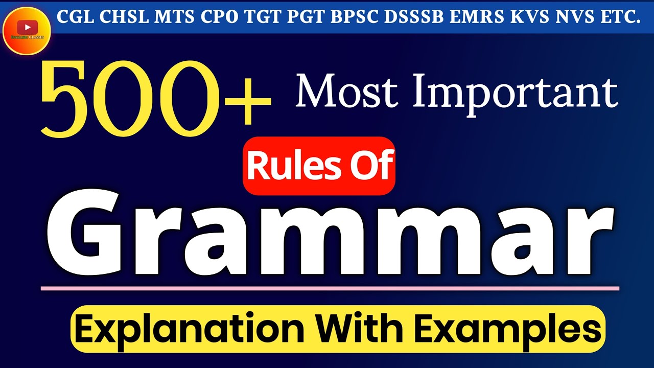 #7 500+ Most Important Parts of Speech | English Grammar | SSC CGL MTS ...