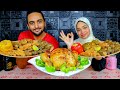 تحدي اكل المحشي مع فرخه مشويه والعقاب كوميدي 