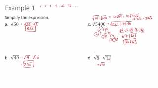 Algebra 1 - Simplifying Radicals (9.2)