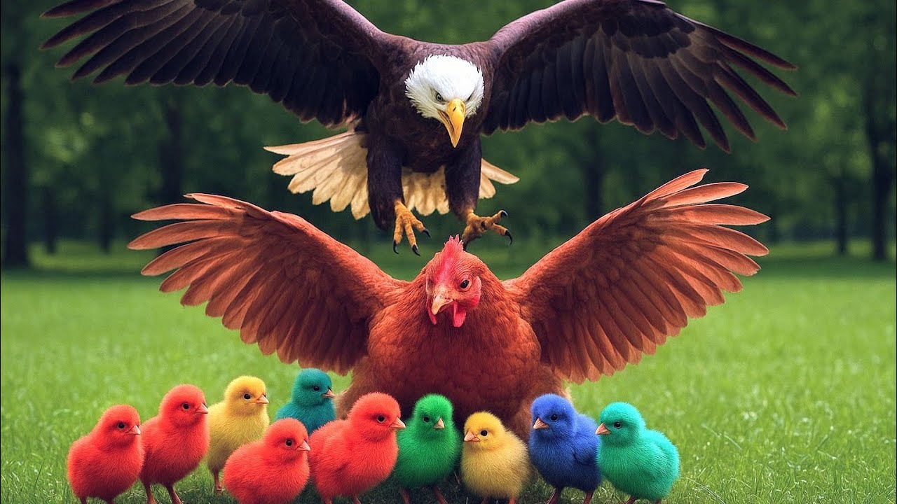 Playful Chicks on Playground || Eagle Attack on Chicks || Mother Hen’s Brave Protection