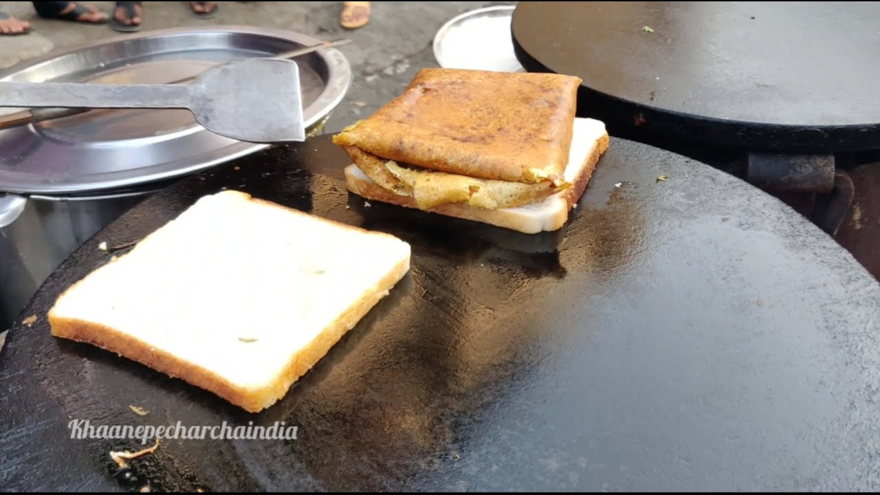 Borivali Famous Street Food Pudla Sandwich Cheese Bread Pudla Recipe
