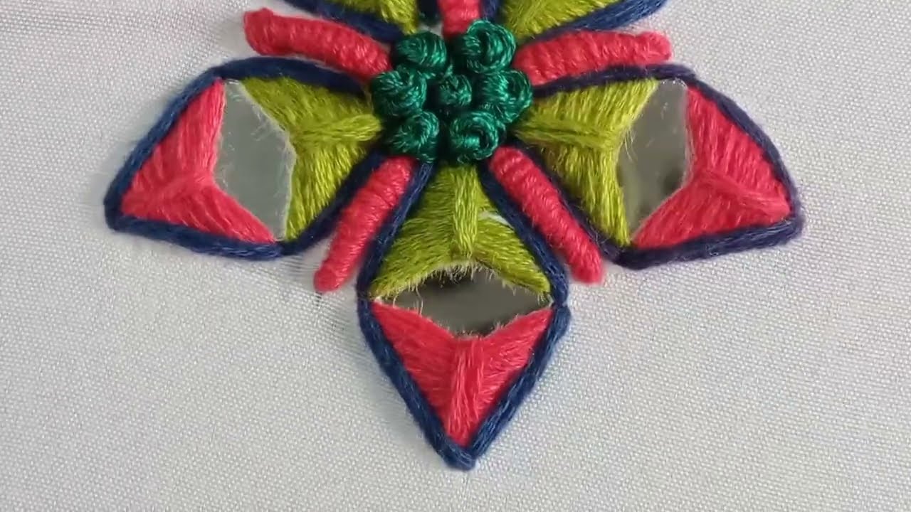 New Handwork Hand Embroidery Design Khatli Work HandWork Aari Mirror Butta Disaine Kadhai Ka Video