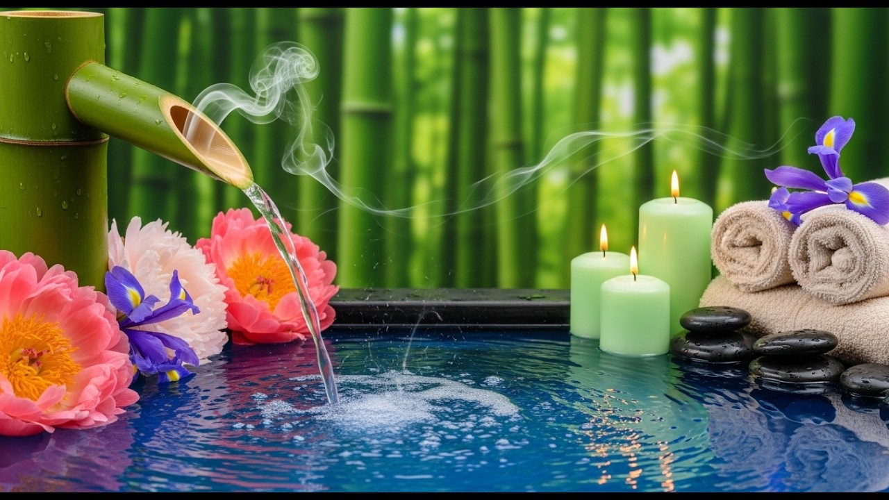 Peaceful Music to Relieve Stress and Anxiety 🌿 Healing Piano Music + Bamboo Water Sounds for Sleep