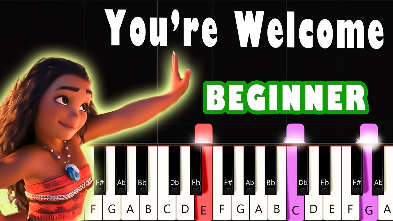 You're Welcome - Moana | Easy PIANO TUTORIAL - YouTube