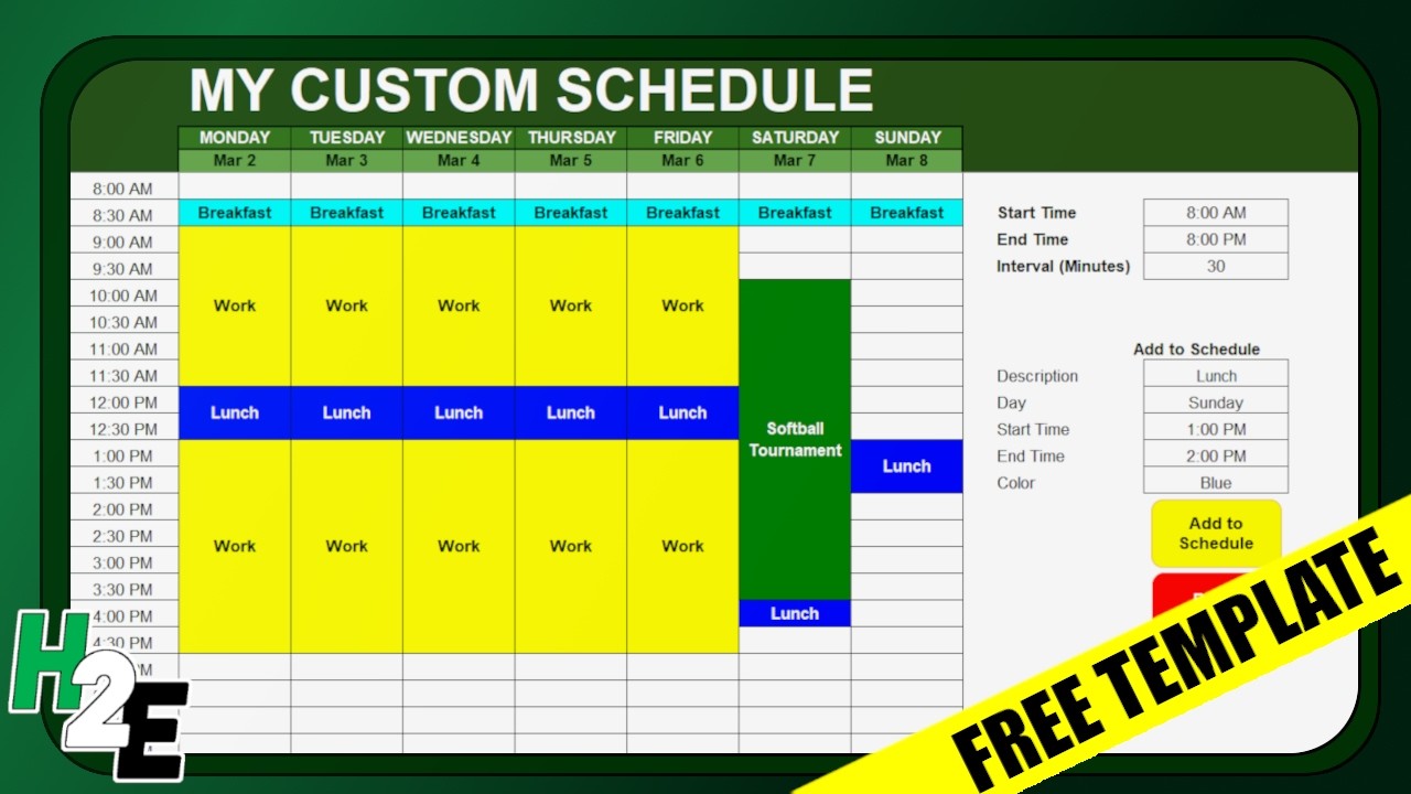 Free Weekly Schedule Template in Excel and Google Sheets