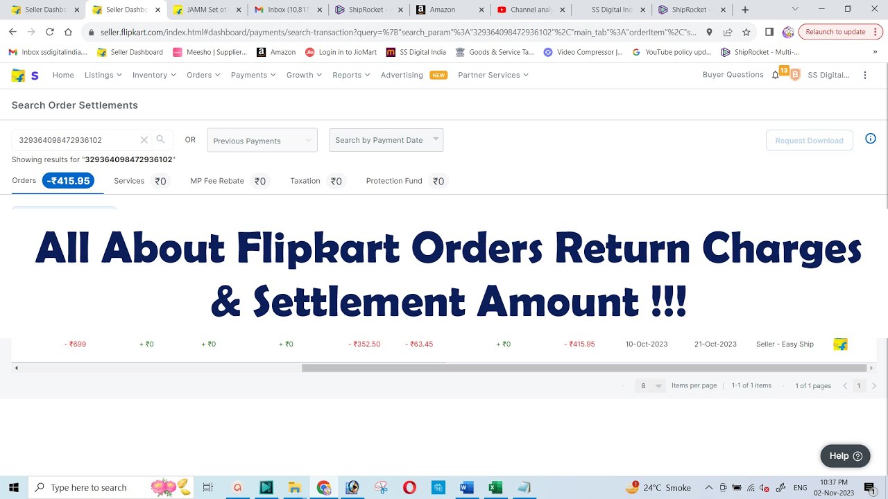All About Flipkart Orders Return Charges & Settlement Amount !!! YouTube