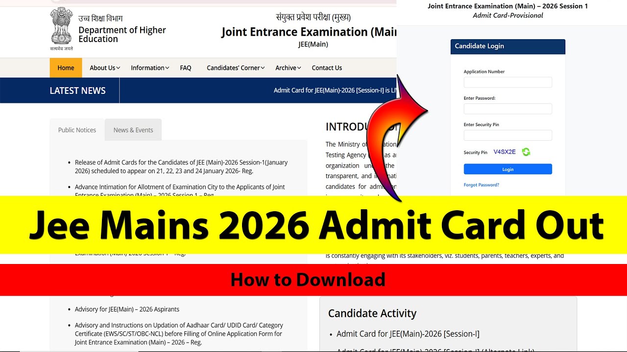 JEE Mains 2026 Admit Card Link Out |  Direct Active Link | How to Download | Service Unavailable ?