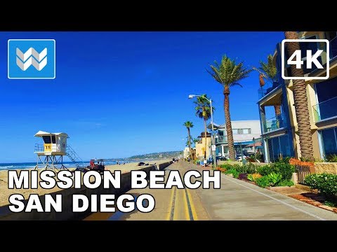 [4K] Mission Beach to Pacific Beach Boardwalk in San Diego, California USA - Virtual Walking Tour