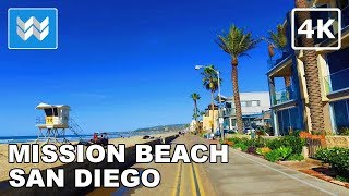 [4K] Mission Beach to Pacific Beach Boardwalk in San Diego, California USA  Virtual Walking Tour