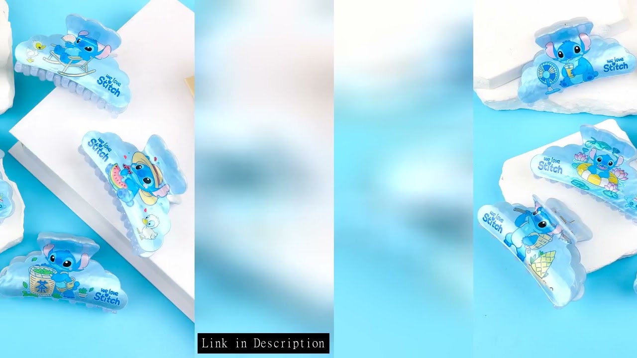 1PC/6PCS Disney Wow Girl Hair Clips, Stitch Anime Summer Beach Hair Claws, Non-slip Crab Claw Hair C