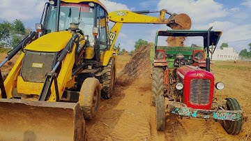 JCB 3dx eco expert loading Mud in massey Ferguson tractors। jcb and tractor video
