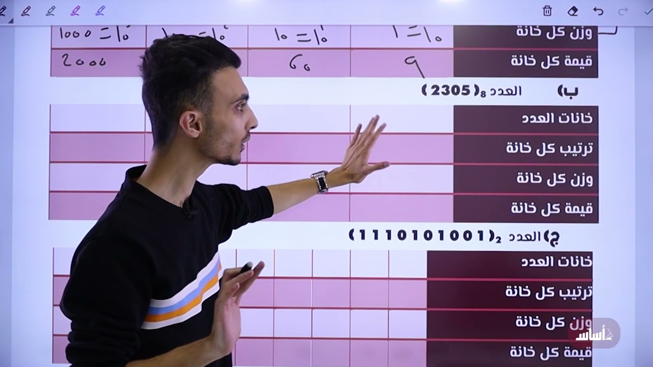 حاسوب - أوزان الخانات الأنظمة العددية (الحصة 2) || مع أ. علي الغاندي #توجيهي
