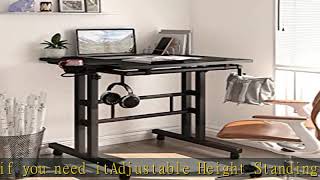 Klvied Mobile Standing Desk with Cup Holder, Portable Stand Up Desk, Adjustable Height Small Standi